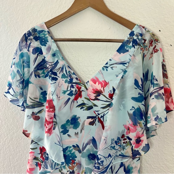 Parker Black reba floral mini dress polyester Size 6 - Picture 3 of 14